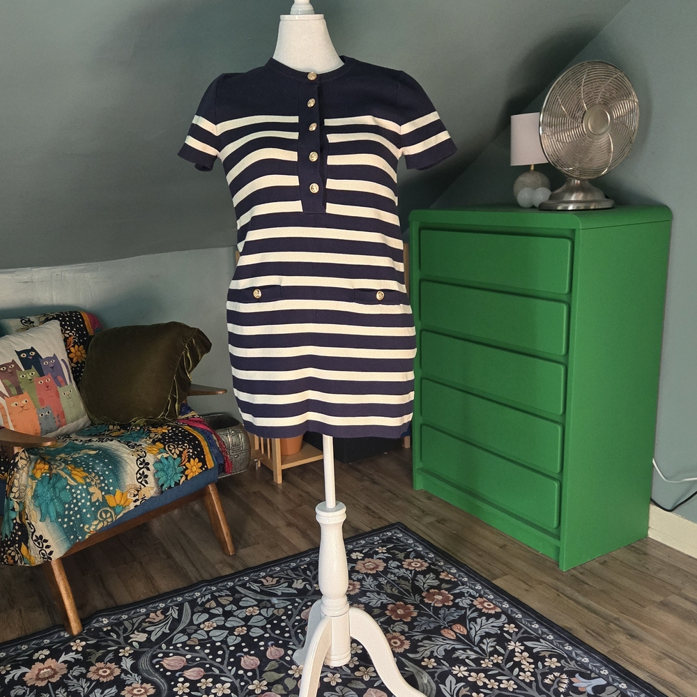 ZARA Navy and White Striped Dress